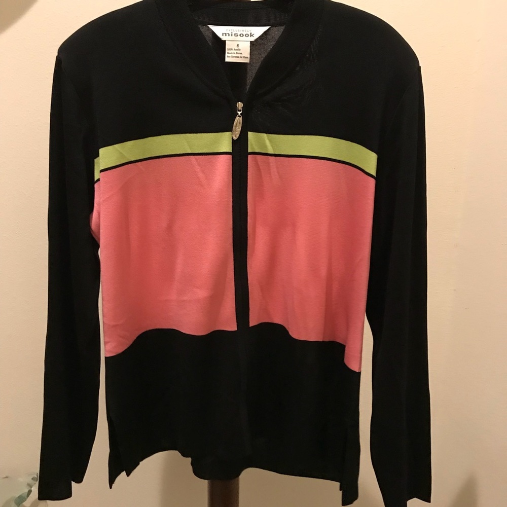 Misook full zip acrylic blouse size small